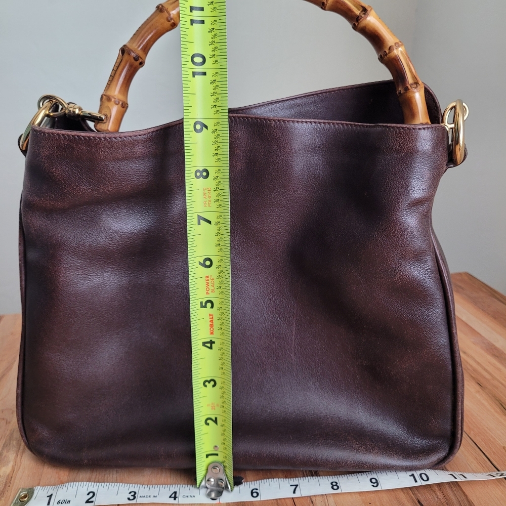 Imperfect Vintage Gucci Leather Shoulder Bag Bamboo Handle & Removable Strap - Picture 11 of 16